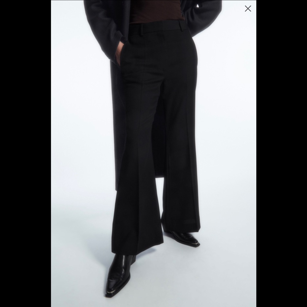 Women's Black Tailored Flare Pants - Picture 2 of 7